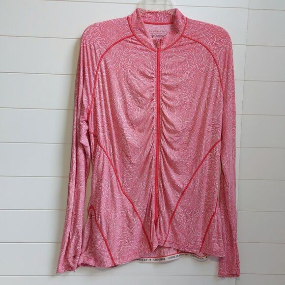 Coolibar Atitlan Ruched Swim Jacket Women's XXL Long Sleeve UPF 50+ Beach Pink - Picture 2 of 10